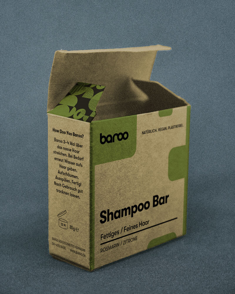Baroo Festes Shampoo Verpackung | Fettiges Feines Haar | Rosmarin Zitrone Fettiges Feines Haar Rosmarin Zitrone